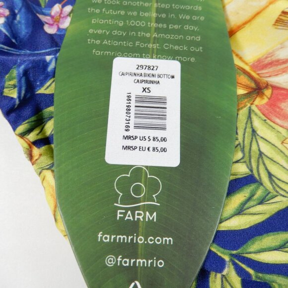 FARM Rio Caipirinha High Waist BIKINI BOTTOM XS Multi Tropical Floral NEW $85 - Picture 5 of 7